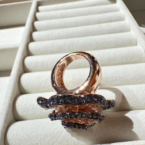 Park Lane Camellia Rose Gold Plated Size 6 Ring Crystal Floral Jewelry Design - Picture 6 of 10